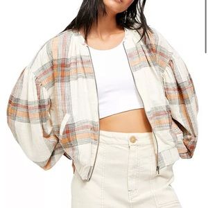 Free People Mattie Plaid Bomber Jacket